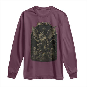 Jersey Devil Long Sleeve Shirt Vintage Weird Creepy Creature Leeds Devil TS10 Maroon Print Your Wear