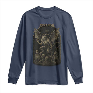 Jersey Devil Long Sleeve Shirt Vintage Weird Creepy Creature Leeds Devil TS10 Navy Print Your Wear