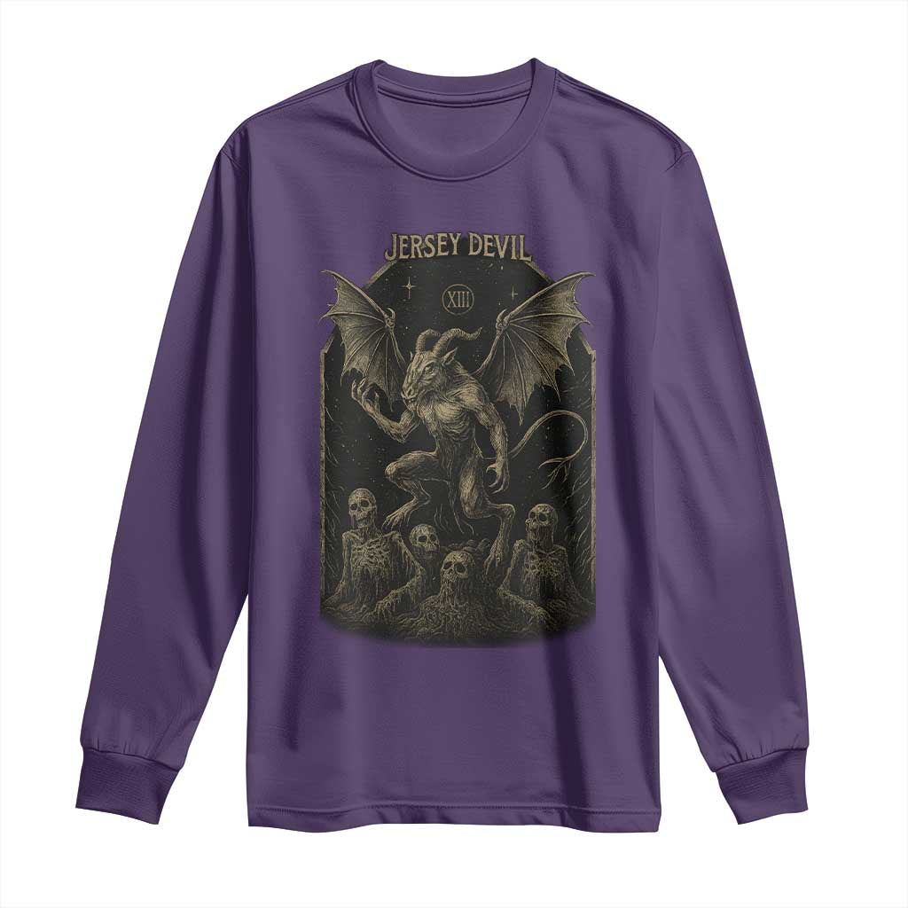 Jersey Devil Long Sleeve Shirt Vintage Weird Creepy Creature Leeds Devil TS10 Purple Print Your Wear