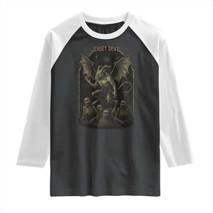 Jersey Devil Raglan Shirt Vintage Weird Creepy Creature Leeds Devil TS10 Black White Print Your Wear