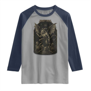 Jersey Devil Raglan Shirt Vintage Weird Creepy Creature Leeds Devil TS10 Sport Gray Navy Print Your Wear
