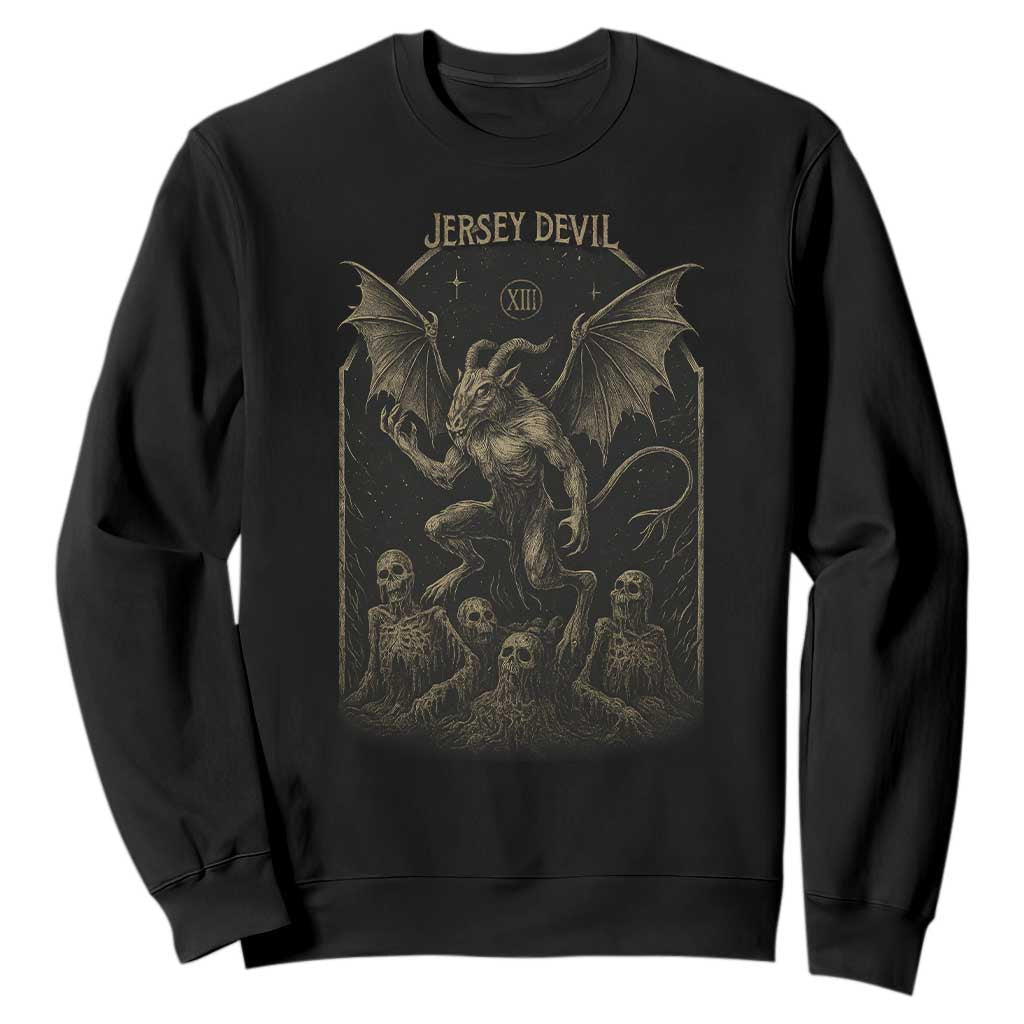 Jersey Devil Sweatshirt Vintage Weird Creepy Creature Leeds Devil TS10 Black Print Your Wear