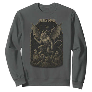 Jersey Devil Sweatshirt Vintage Weird Creepy Creature Leeds Devil TS10 Dark Heather Print Your Wear