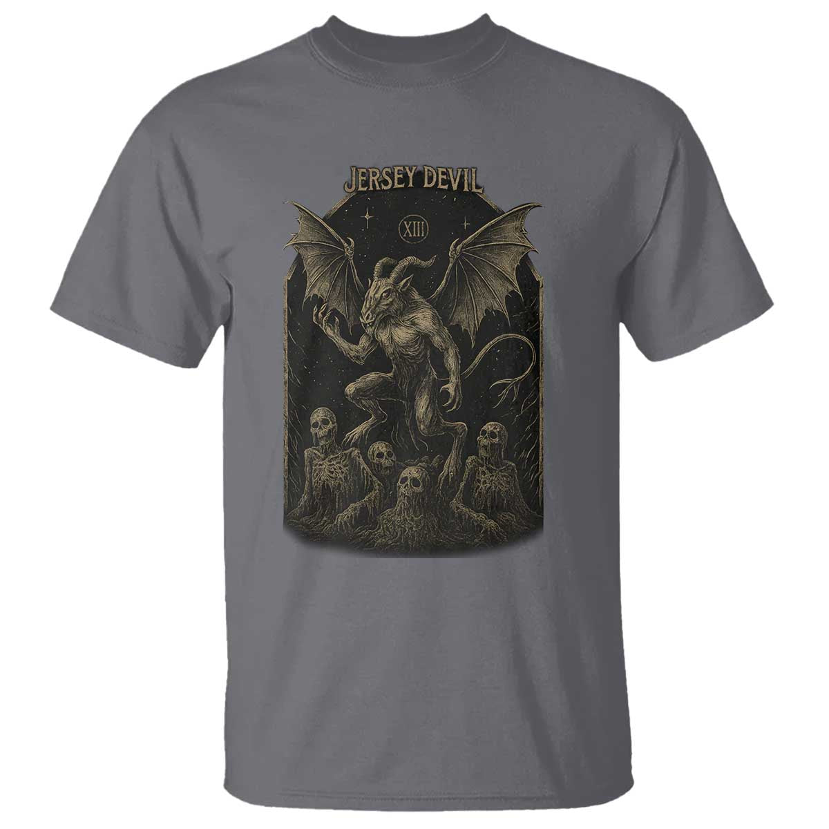 Jersey Devil T Shirt Vintage Weird Creepy Creature Leeds Devil TS10 Charcoal Print Your Wear
