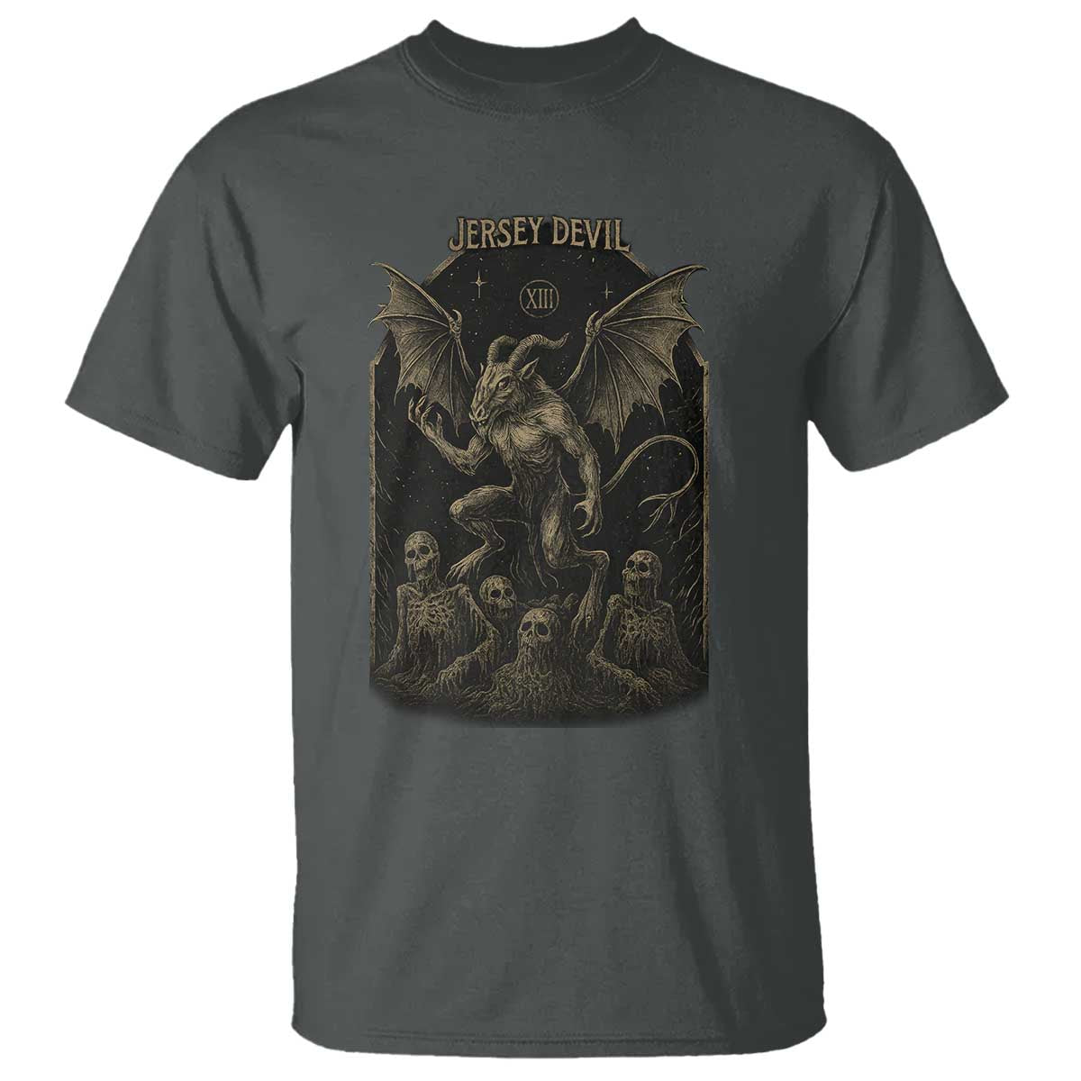 Jersey Devil T Shirt Vintage Weird Creepy Creature Leeds Devil TS10 Dark Heather Print Your Wear