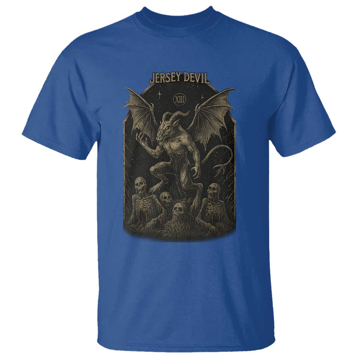 Jersey Devil T Shirt Vintage Weird Creepy Creature Leeds Devil TS10 Royal Blue Print Your Wear