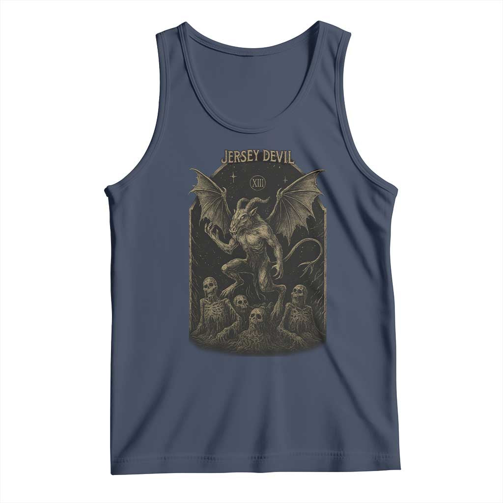 Jersey Devil Tank Top Vintage Weird Creepy Creature Leeds Devil TS10 Navy Print Your Wear