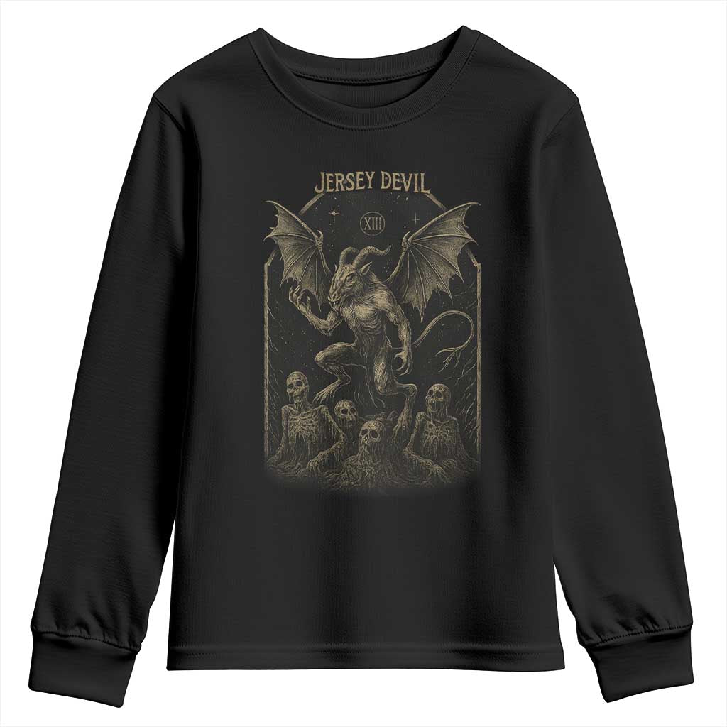 Jersey Devil Youth Sweatshirt Vintage Weird Creepy Creature Leeds Devil TS10 Black Print Your Wear