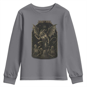 Jersey Devil Youth Sweatshirt Vintage Weird Creepy Creature Leeds Devil TS10 Charcoal Print Your Wear