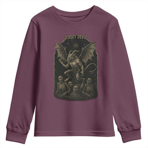 Jersey Devil Youth Sweatshirt Vintage Weird Creepy Creature Leeds Devil TS10 Maroon Print Your Wear