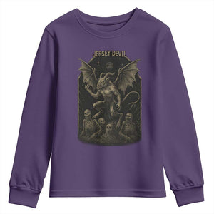 Jersey Devil Youth Sweatshirt Vintage Weird Creepy Creature Leeds Devil TS10 Purple Print Your Wear