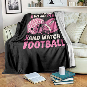 In October We Wear Pink Football Breast Cancer Awareness Throw Blanket Pink Ribbon Checkered Game Day TS10 Print Your Wear