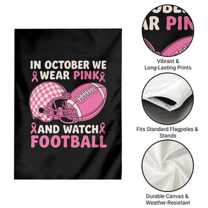 In October We Wear Pink Football Breast Cancer Awareness Garden Flag Pink Ribbon Checkered Game Day TS10 Print Your Wear