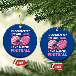 In October We Wear Pink Football Breast Cancer Awareness Ceramic Ornament Pink Ribbon Checkered Game Day TS10 1pc Blue Print Your Wear