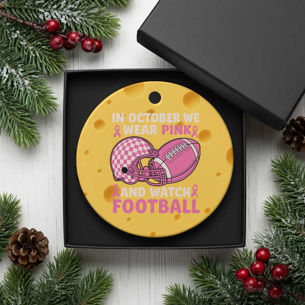 In October We Wear Pink Football Breast Cancer Awareness Ceramic Ornament Pink Ribbon Checkered Game Day TS10 1pc Yellow Cheese Print Your Wear