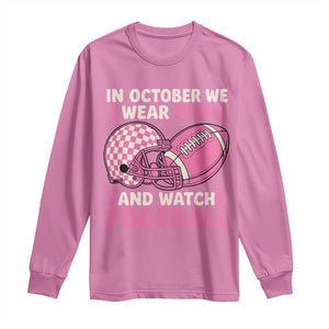 In October We Wear Pink Football Breast Cancer Awareness Long Sleeve Shirt Pink Ribbon Checkered Game Day TS10 Azalea Print Your Wear