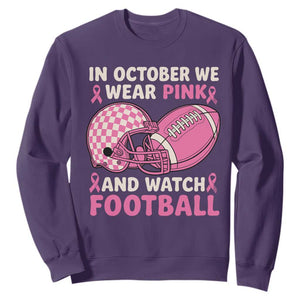 In October We Wear Pink Football Breast Cancer Awareness Sweatshirt Pink Ribbon Checkered Game Day TS10 Purple Print Your Wear