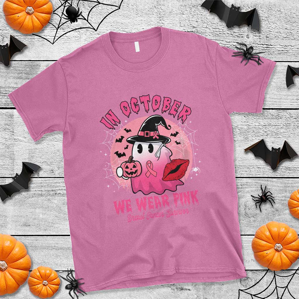 Breast Cancer Awareness T Shirt I'm A Survivor In October We Wear Pink Ghost Halloween Pink Ribbon Pumpkin TS10 Azalea Print Your Wear