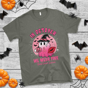 Breast Cancer Awareness T Shirt I'm A Survivor In October We Wear Pink Ghost Halloween Pink Ribbon Pumpkin TS10 Military Green Print Your Wear