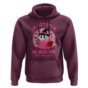 Breast Cancer Awareness Hoodie I'm A Survivor In October We Wear Pink Ghost Halloween Pink Ribbon Pumpkin TS10 Maroon Print Your Wear