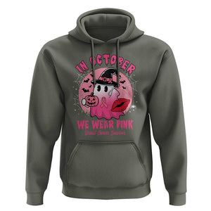 Breast Cancer Awareness Hoodie I'm A Survivor In October We Wear Pink Ghost Halloween Pink Ribbon Pumpkin TS10 Military Green Print Your Wear