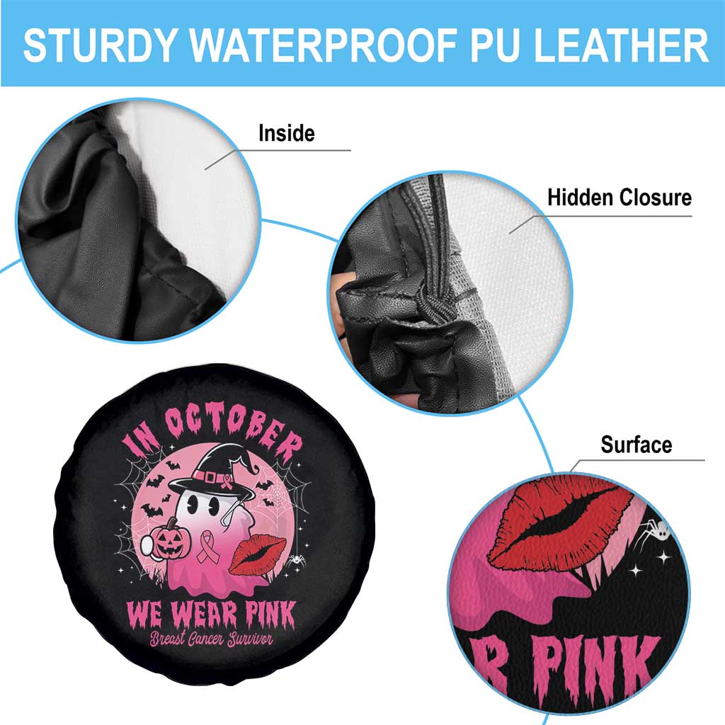 Breast Cancer Awareness Spare Tire Cover I'm A Survivor In October We Wear Pink Ghost Halloween Pink Ribbon Pumpkin TS10 Print Your Wear