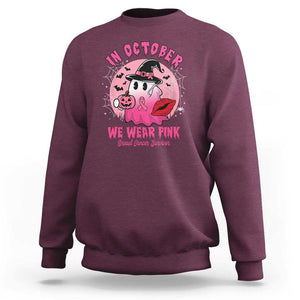 Breast Cancer Awareness Sweatshirt I'm A Survivor In October We Wear Pink Ghost Halloween Pink Ribbon Pumpkin TS10 Maroon Print Your Wear