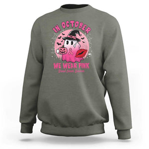 Breast Cancer Awareness Sweatshirt I'm A Survivor In October We Wear Pink Ghost Halloween Pink Ribbon Pumpkin TS10 Military Green Print Your Wear