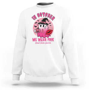 Breast Cancer Awareness Sweatshirt I'm A Survivor In October We Wear Pink Ghost Halloween Pink Ribbon Pumpkin TS10 White Print Your Wear