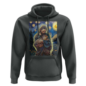 Funny Moo-Deng Baby Pygmy Hippo Hoodie Cute Zoo For Family Jesus Loves Moo Deng Van Gogh Starry Night TS10 Dark Heather Print Your Wear