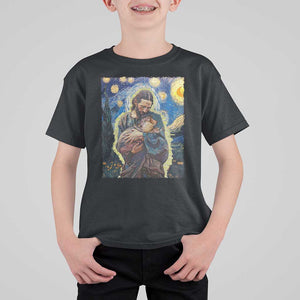 Funny Moo-Deng Baby Pygmy Hippo T Shirt For Kid Cute Zoo For Family Jesus Loves Moo Deng Van Gogh Starry Night TS10 Black Print Your Wear