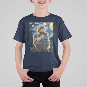 Funny Moo-Deng Baby Pygmy Hippo T Shirt For Kid Cute Zoo For Family Jesus Loves Moo Deng Van Gogh Starry Night TS10 Navy Print Your Wear