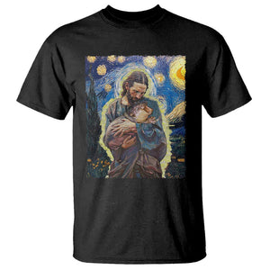 Funny Moo-Deng Baby Pygmy Hippo T Shirt Cute Zoo For Family Jesus Loves Moo Deng Van Gogh Starry Night TS10 Black Print Your Wear