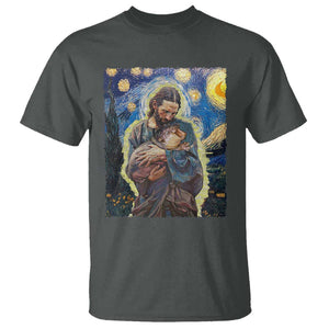 Funny Moo-Deng Baby Pygmy Hippo T Shirt Cute Zoo For Family Jesus Loves Moo Deng Van Gogh Starry Night TS10 Dark Heather Print Your Wear