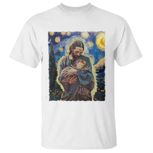 Funny Moo-Deng Baby Pygmy Hippo T Shirt Cute Zoo For Family Jesus Loves Moo Deng Van Gogh Starry Night TS10 White Print Your Wear