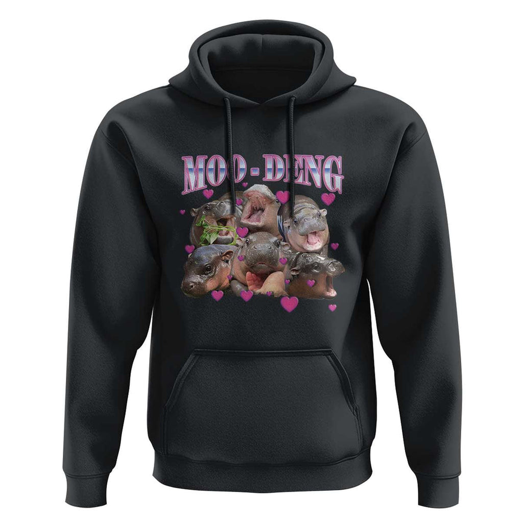 Funny Moo-Deng Baby Pygmy Hippo Hoodie Cute Zoo For Family TS10 Black Print Your Wear