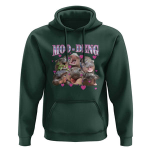 Funny Moo-Deng Baby Pygmy Hippo Hoodie Cute Zoo For Family TS10 Dark Forest Green Print Your Wear