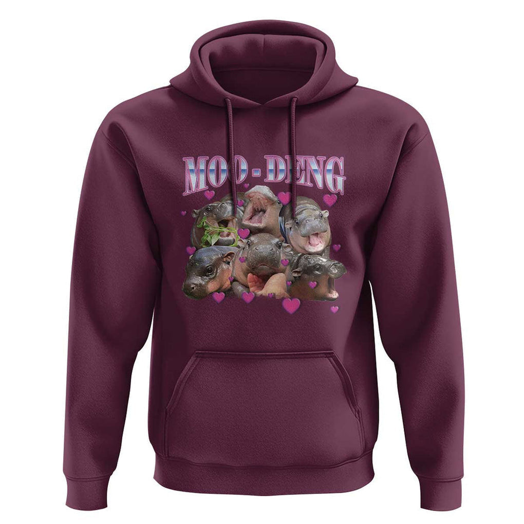 Funny Moo-Deng Baby Pygmy Hippo Hoodie Cute Zoo For Family TS10 Maroon Print Your Wear