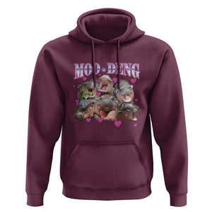 Funny Moo-Deng Baby Pygmy Hippo Hoodie Cute Zoo For Family TS10 Maroon Print Your Wear