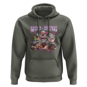 Funny Moo-Deng Baby Pygmy Hippo Hoodie Cute Zoo For Family TS10 Military Green Print Your Wear