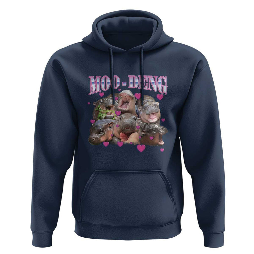 Funny Moo-Deng Baby Pygmy Hippo Hoodie Cute Zoo For Family TS10 Navy Print Your Wear