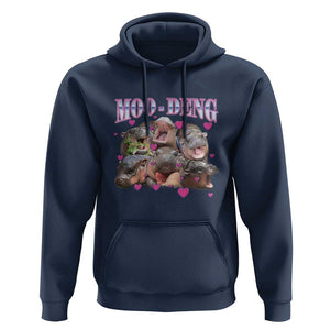 Funny Moo-Deng Baby Pygmy Hippo Hoodie Cute Zoo For Family TS10 Navy Print Your Wear