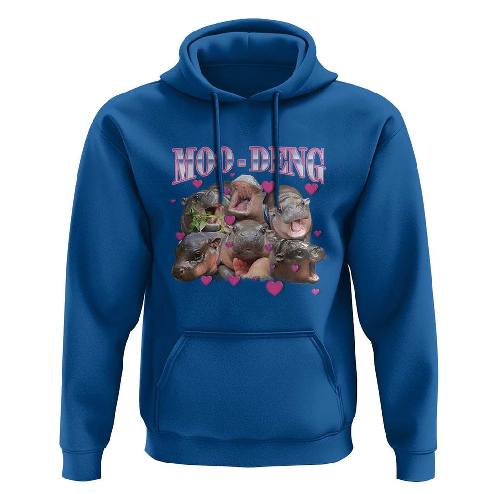 Funny Moo-Deng Baby Pygmy Hippo Hoodie Cute Zoo For Family TS10 Royal Blue Print Your Wear