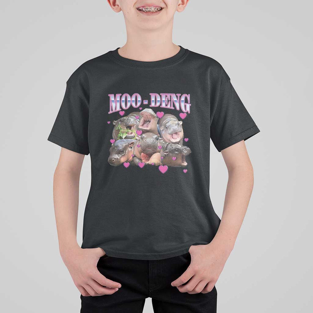 Funny Moo-Deng Baby Pygmy Hippo T Shirt For Kid Cute Zoo For Family TS10 Black Print Your Wear