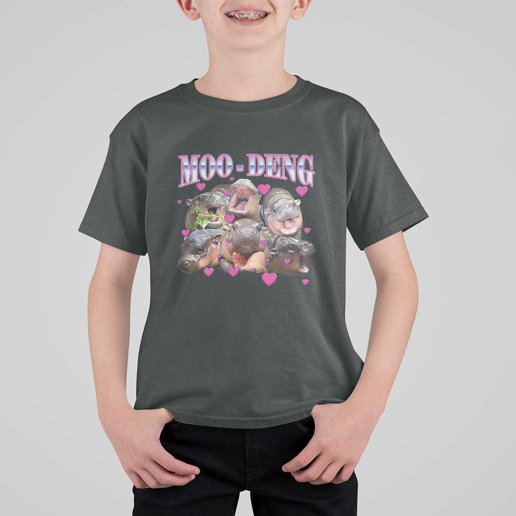 Funny Moo-Deng Baby Pygmy Hippo T Shirt For Kid Cute Zoo For Family TS10 Dark Heather Print Your Wear