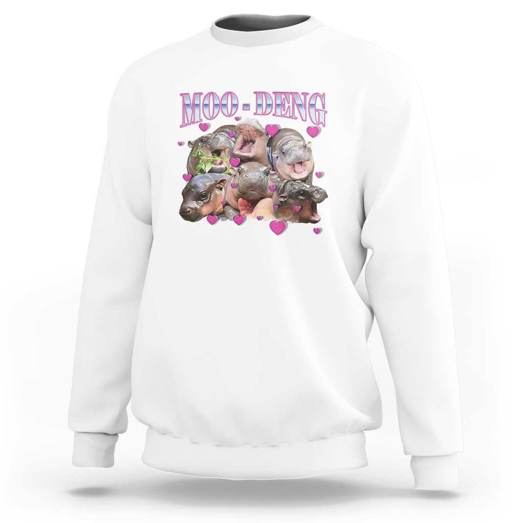 Funny Moo-Deng Baby Pygmy Hippo Sweatshirt Cute Zoo For Family TS10 White Print Your Wear