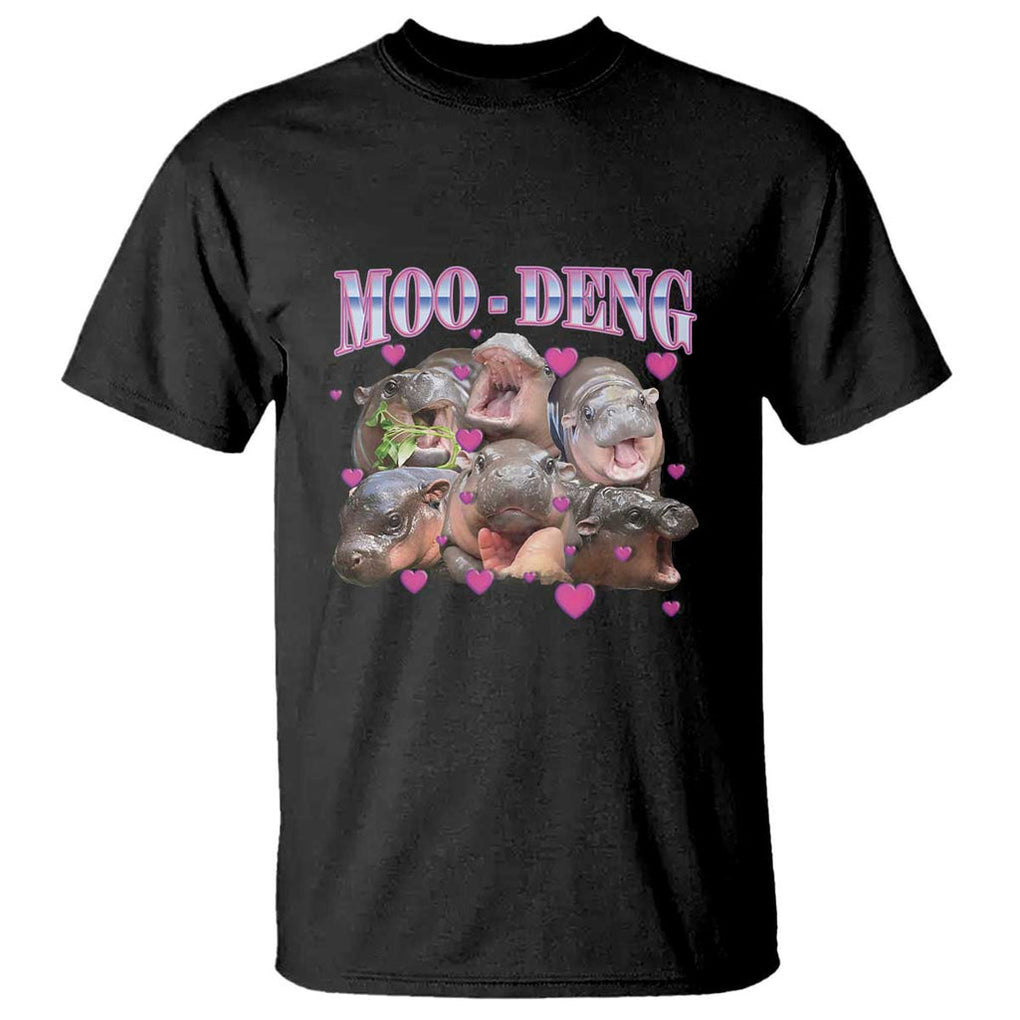 Funny Moo-Deng Baby Pygmy Hippo T Shirt Cute Zoo For Family TS10 Black Print Your Wear