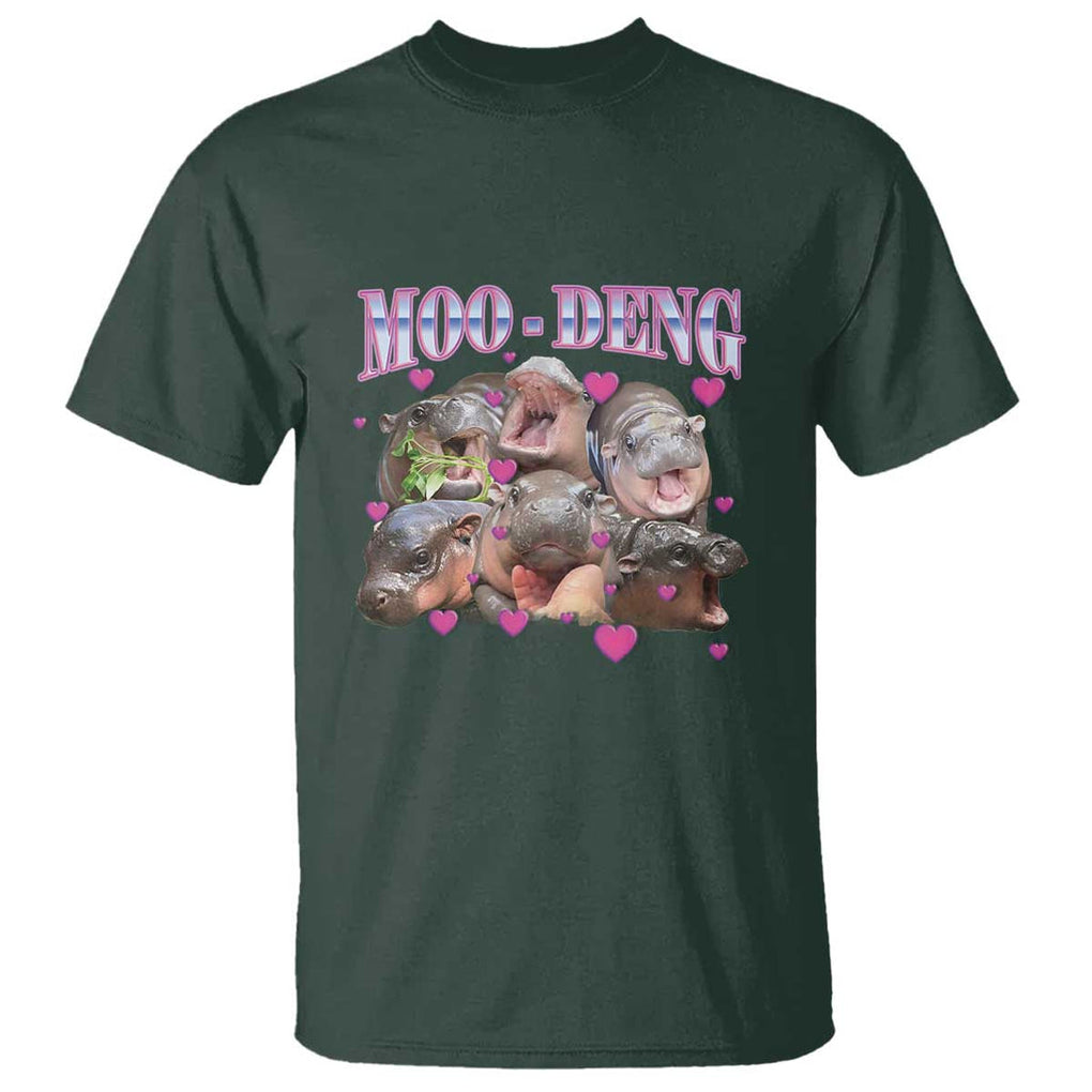 Funny Moo-Deng Baby Pygmy Hippo T Shirt Cute Zoo For Family TS10 Dark Forest Green Print Your Wear