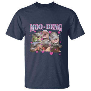 Funny Moo-Deng Baby Pygmy Hippo T Shirt Cute Zoo For Family TS10 Navy Print Your Wear