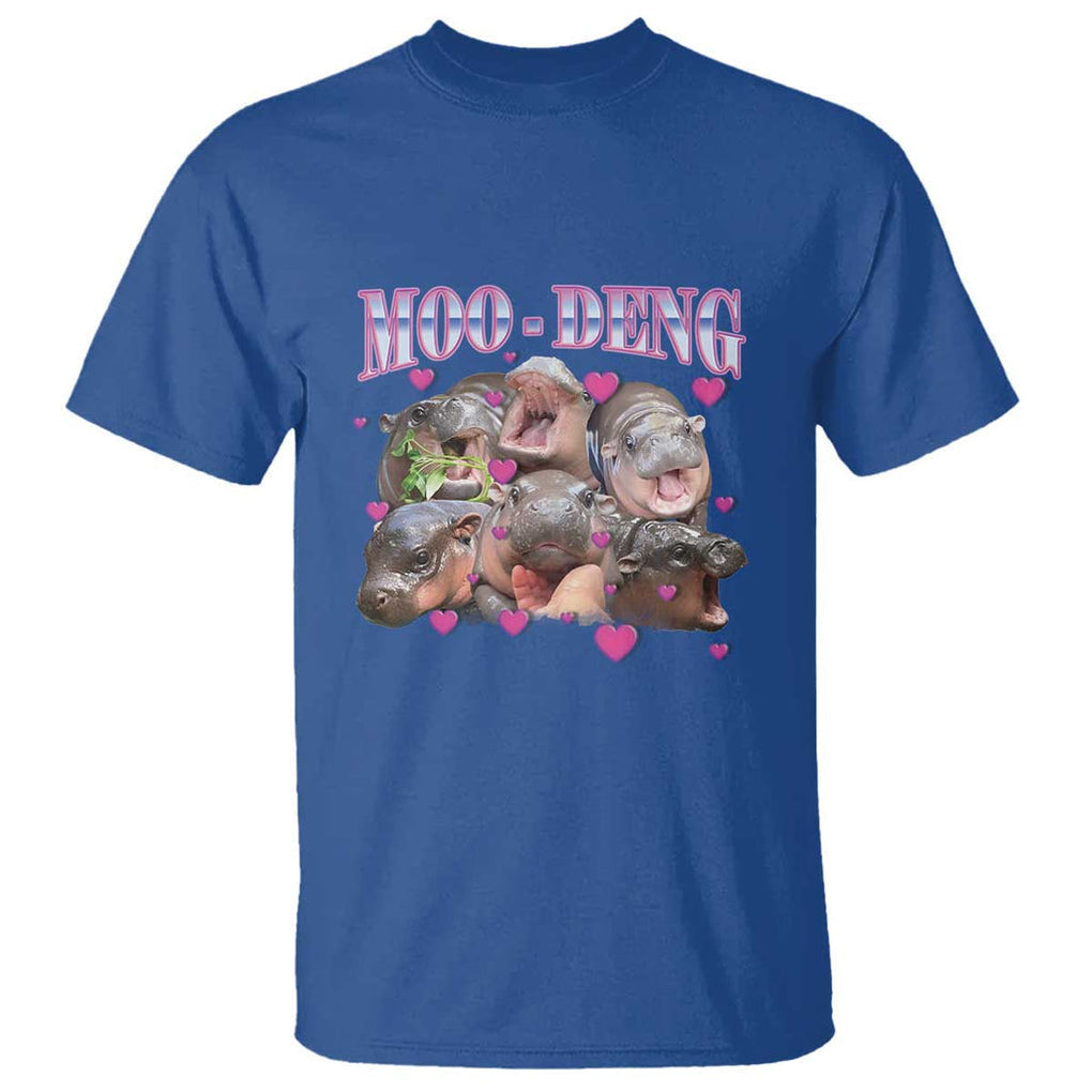 Funny Moo-Deng Baby Pygmy Hippo T Shirt Cute Zoo For Family TS10 Royal Blue Print Your Wear